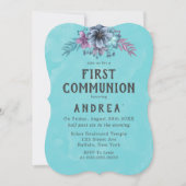 Eerste uitnodiging van de Paarse en Blauwgroen Flo (Voorkant)