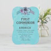 Eerste uitnodiging van de Paarse en Blauwgroen Flo (Staand voorkant)