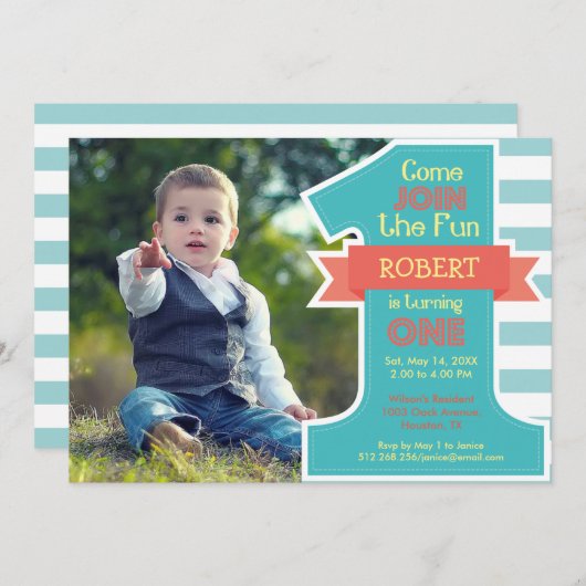 Eerste uitnodiging van de Partij Blauwe Jongen (Voorkant / Achterkant)