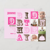 Eerste uitnodiging van de partij van Birthday (Voorkant / Achterkant)