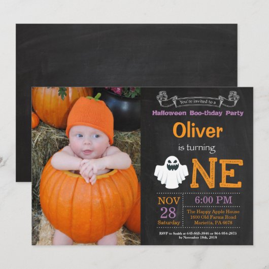 Eerste uitnodiging van de partij van Birthday Hall (Voorkant / Achterkant)