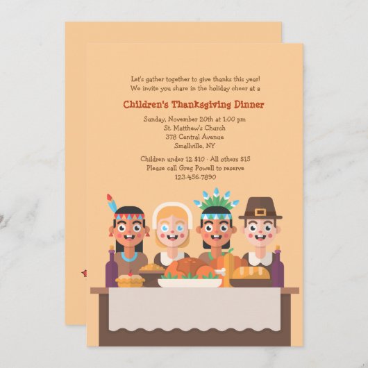 Eerste uitnodiging van de Thanksgiving (Voorkant / Achterkant)