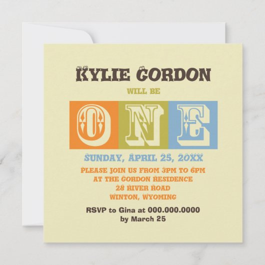 Eerste uitnodiging van de verjaardag (Achterkant)