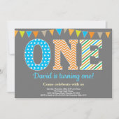 Eerste uitnodiging van de verjaardag. Boy First Bi (Voorkant)