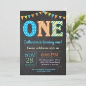 Eerste uitnodiging van de verjaardag. Boy First Bi (Staand voorkant)