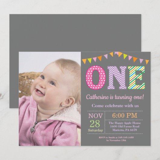 Eerste uitnodiging van de verjaardag. Foto van Gir (Voorkant / Achterkant)