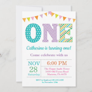 Eerste uitnodiging van de verjaardag. Girl First B