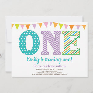 Eerste uitnodiging van de verjaardag. Girl First B