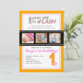 Eerste uitnodiging van de verjaardag met foto's Ee (Staand voorkant)