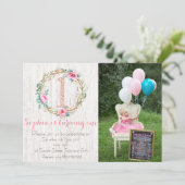 Eerste uitnodiging van de verjaardag - Waterverf F (Staand voorkant)