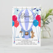 Eerste uitnodiging van de wereld van blauwe ballon (Staand voorkant)