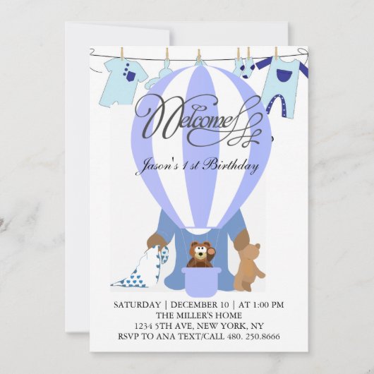 Eerste uitnodiging van de wereld van blauwe ballon (Voorkant)