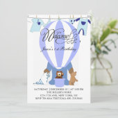 Eerste uitnodiging van de wereld van blauwe ballon (Staand voorkant)