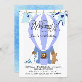 Eerste uitnodiging van de wereld van blauwe ballon