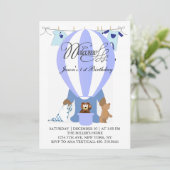 Eerste uitnodiging van de wereld van blauwe ballon (Staand voorkant)