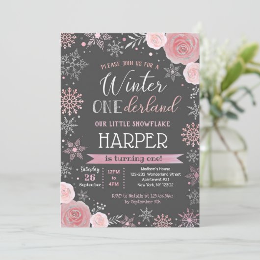 Eerste uitnodiging van de winterpartij Snowflake (Staand voorkant)