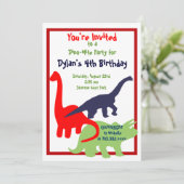 Eerste uitnodiging van Dinosaur Birthday Party (Staand voorkant)