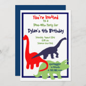 Eerste uitnodiging van Dinosaur Birthday Party (Voorkant / Achterkant)