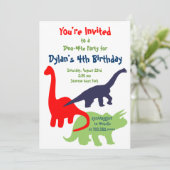Eerste uitnodiging van Dinosaur Birthday Party (Staand voorkant)