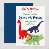 Eerste uitnodiging van Dinosaur Birthday Party (Voorkant / Achterkant)