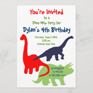 Eerste uitnodiging van Dinosaur Birthday Party