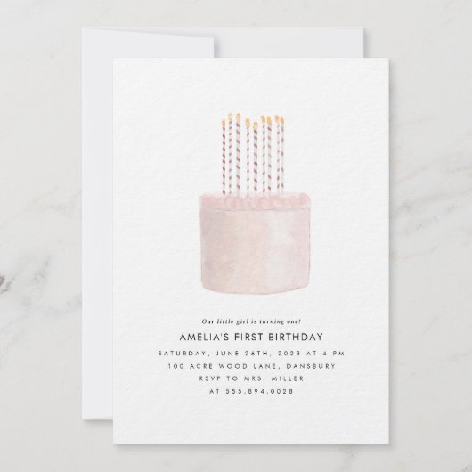 Eerste uitnodiging van het meisje van Birthday (Voorkant)