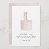 Eerste uitnodiging van het meisje van Birthday (Voorkant / Achterkant)