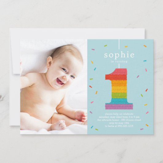 Eerste uitnodiging van Piñata Baby eerste verjaard (Voorkant)