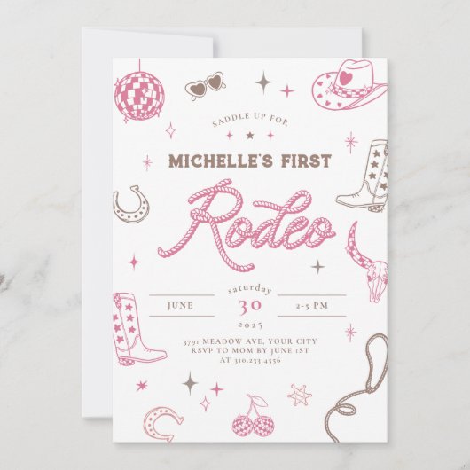 Eerste uitnodiging van Rodeo Birthday (Voorkant)