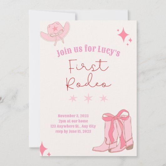 Eerste uitnodiging van Rodeo Birthday (Voorkant)