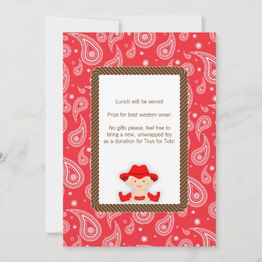 Eerste uitnodiging van Rodeo Birthday (Achterkant)