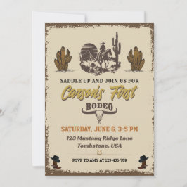 Eerste uitnodiging van Rodeo Cowboy Birthday