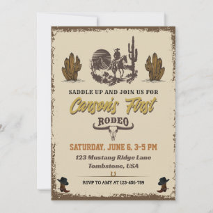 Eerste uitnodiging van Rodeo Cowboy Birthday