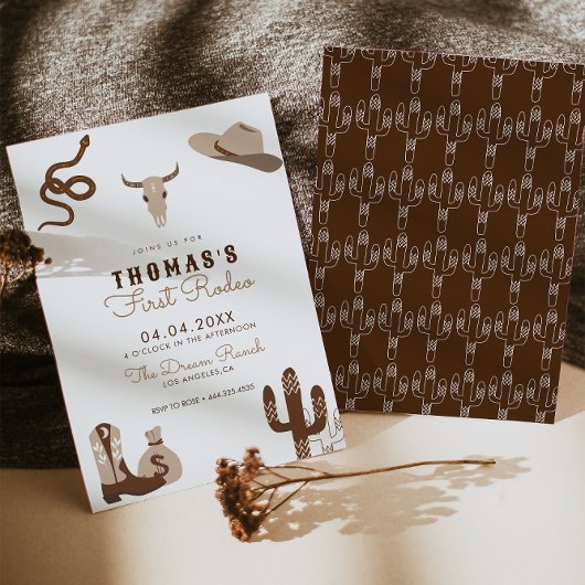 Eerste uitnodiging van Rodeo Cowboy Birthday