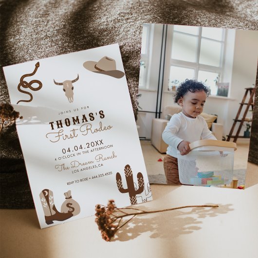 Eerste uitnodiging van Rodeo Cowboy Birthday