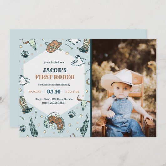 Eerste uitnodiging van Rodeo Cowboy op zaterdag me (Voorkant / Achterkant)