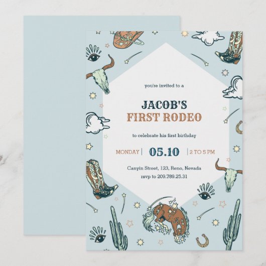 Eerste uitnodiging van Rodeo Cowboy voor Westerne  (Voorkant / Achterkant)