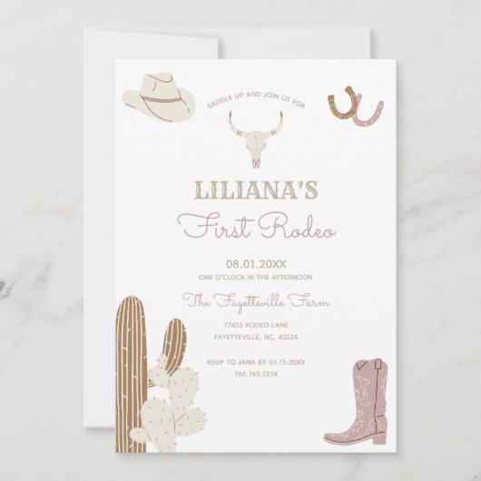 Eerste uitnodiging van Rodeo Cowgirl (Voorkant)