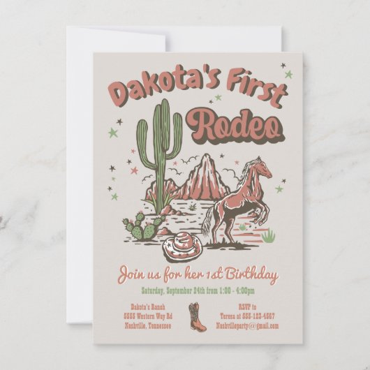 Eerste uitnodiging van Rodeo Cowgirl Cowboy Birthd (Voorkant)