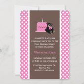 Eerste uitnodiging van roze en bruine baby (Voorkant)