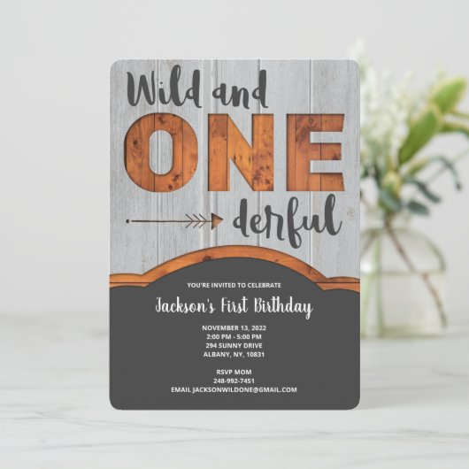 Eerste uitnodiging van Wild en Onederful (Staand voorkant)