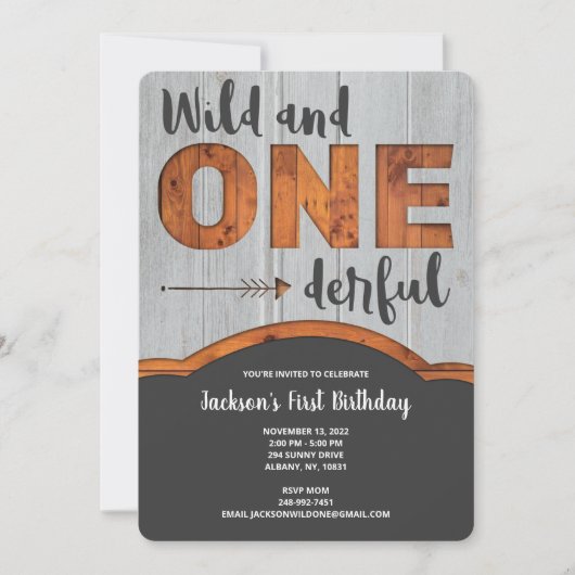 Eerste uitnodiging van Wild en Onederful (Voorkant)