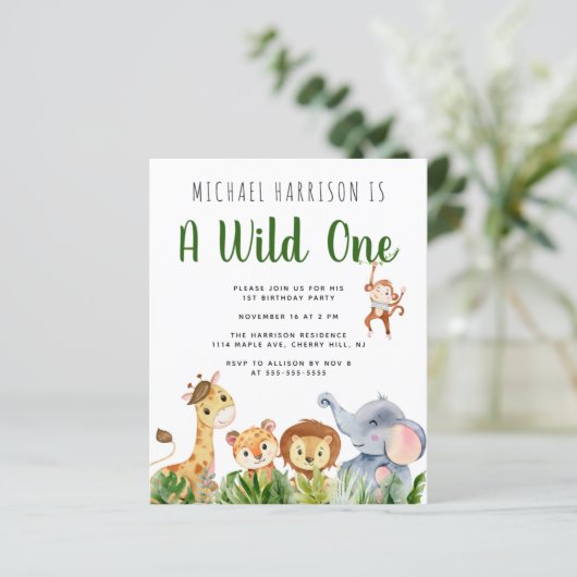 Eerste uitnodiging van Wild One Animals (Staand voorkant)