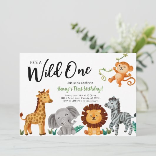 Eerste uitnodiging van Wild One Animals (Staand voorkant)