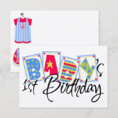 Eerste uitnodiging voor baby's verjaardag (Voorkant / Achterkant)