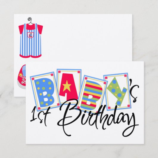 Eerste uitnodiging voor baby's verjaardag (Voorkant / Achterkant)