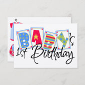 Eerste uitnodiging voor baby's verjaardag (Voorkant / Achterkant)