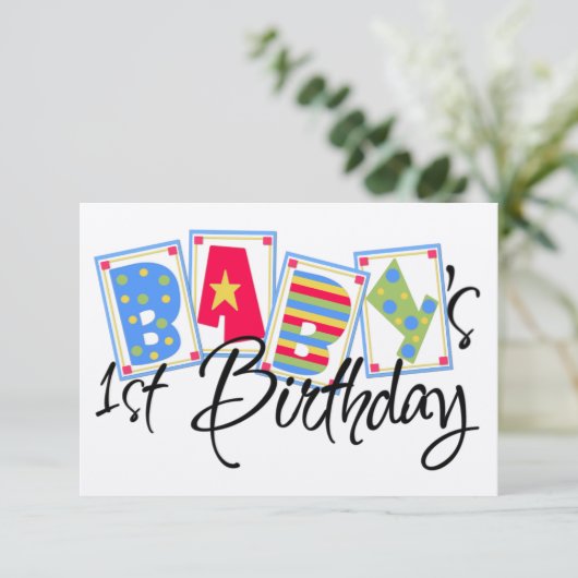 Eerste uitnodiging voor baby's verjaardag (Staand voorkant)