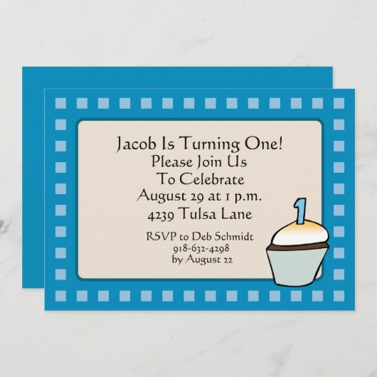 Eerste uitnodiging voor Cupcake-feest (Voorkant / Achterkant)