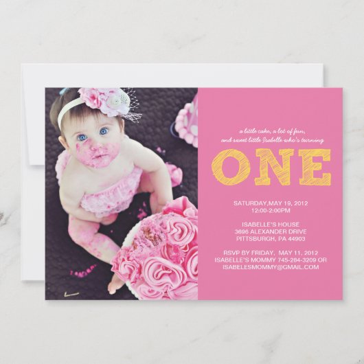 Eerste uitnodiging voor de eerste verjaardag (Voorkant)